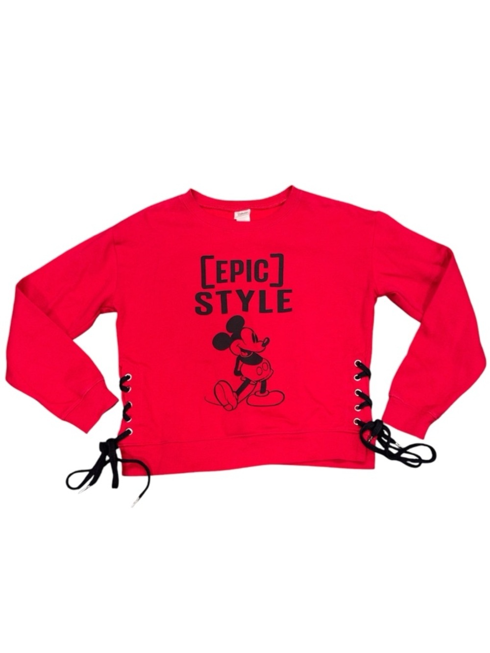 403. Disney Women’s Red "Epic Style" Mickey Graphic Lace-Up Sweatshirt Size S
